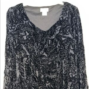 Motherhood Maternity Flocked Paisley Black Long Sleeve Dress